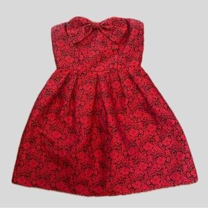 Pink Owl Red Strappless Mini Dress With Front Bow Size S